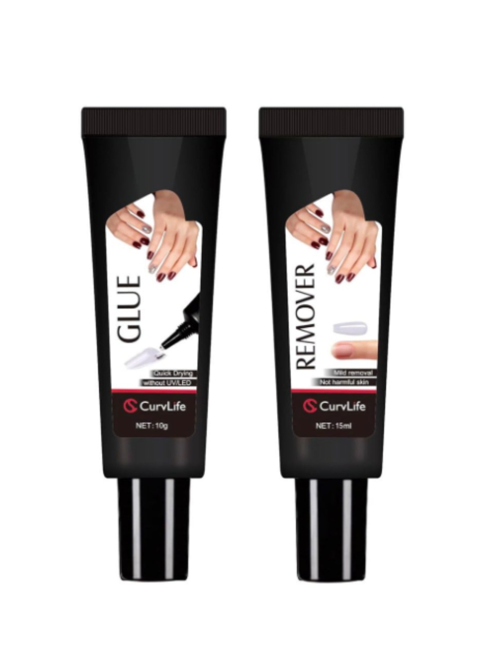 CurvLife Semi Solid Nail Glue 10g + 15ml Remover Kit Press On Nails New